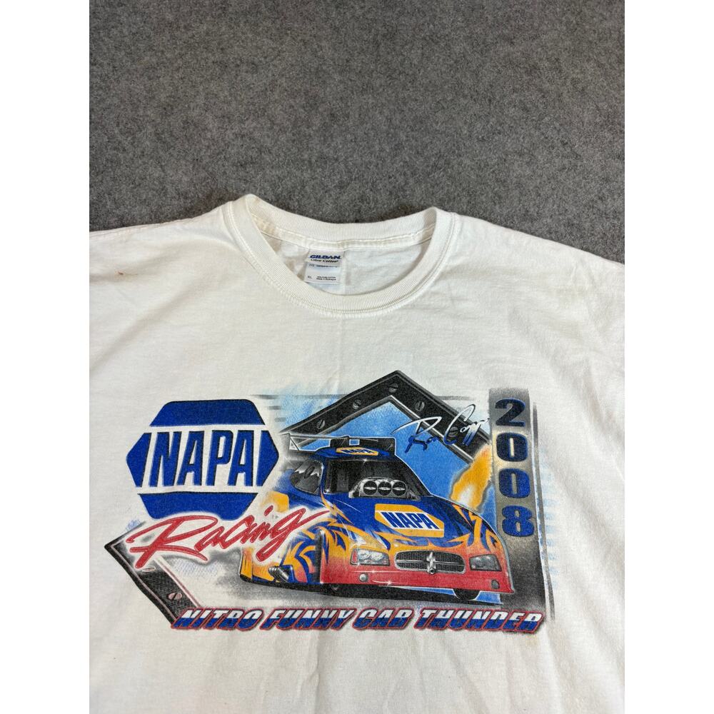 NAPA Racing Shirt Mens White Short Sleeve Tee NHRA Nitro Funny Car Thunder XL - Picture 9 of 11